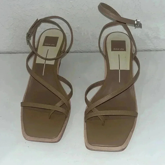 Dolce vita gemeni wedge sandals in cafe leather size 9 - Picture 1 of 6